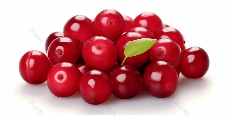 在白色背景上成熟的新鲜蔓越莓,高清,摄影图,摄影图片,图片大全,摄影图免费下载